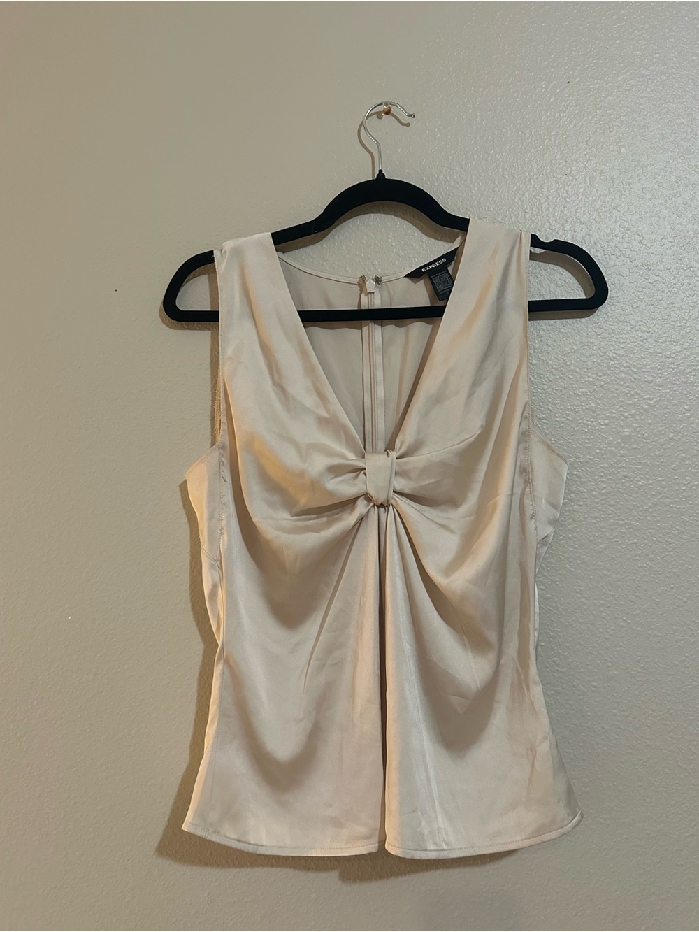 Express Cream Twist-Front Satin Camisole